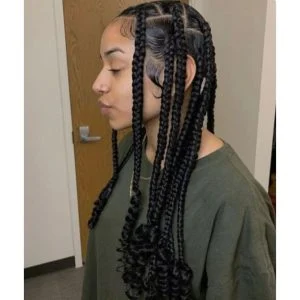 jumbo knotless braids with curly ends