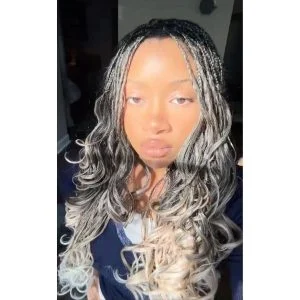 platinum blonde layered curly end braids Pantone Colour of the year FroHub