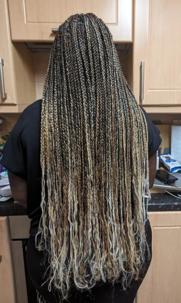Small Box Braids Bum Length Crown Royale Book London Mobile Afro Hair Stylist Braider Near Me FroHub